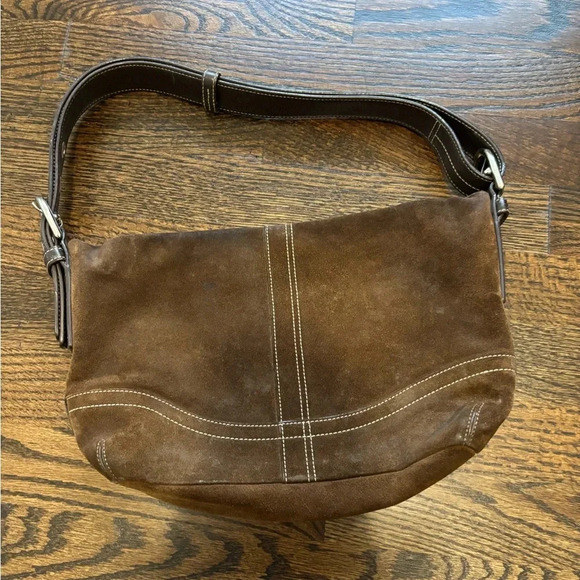 CoachBrown Suede Shoulder BagMedium Size